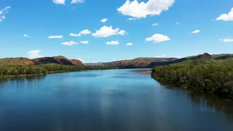Aerial Footage of The Ord River in the Kimberley region, Western Australia, 4K Stock Footage