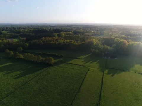 Aerial footage patchwork farmland Stock Footage 76433589