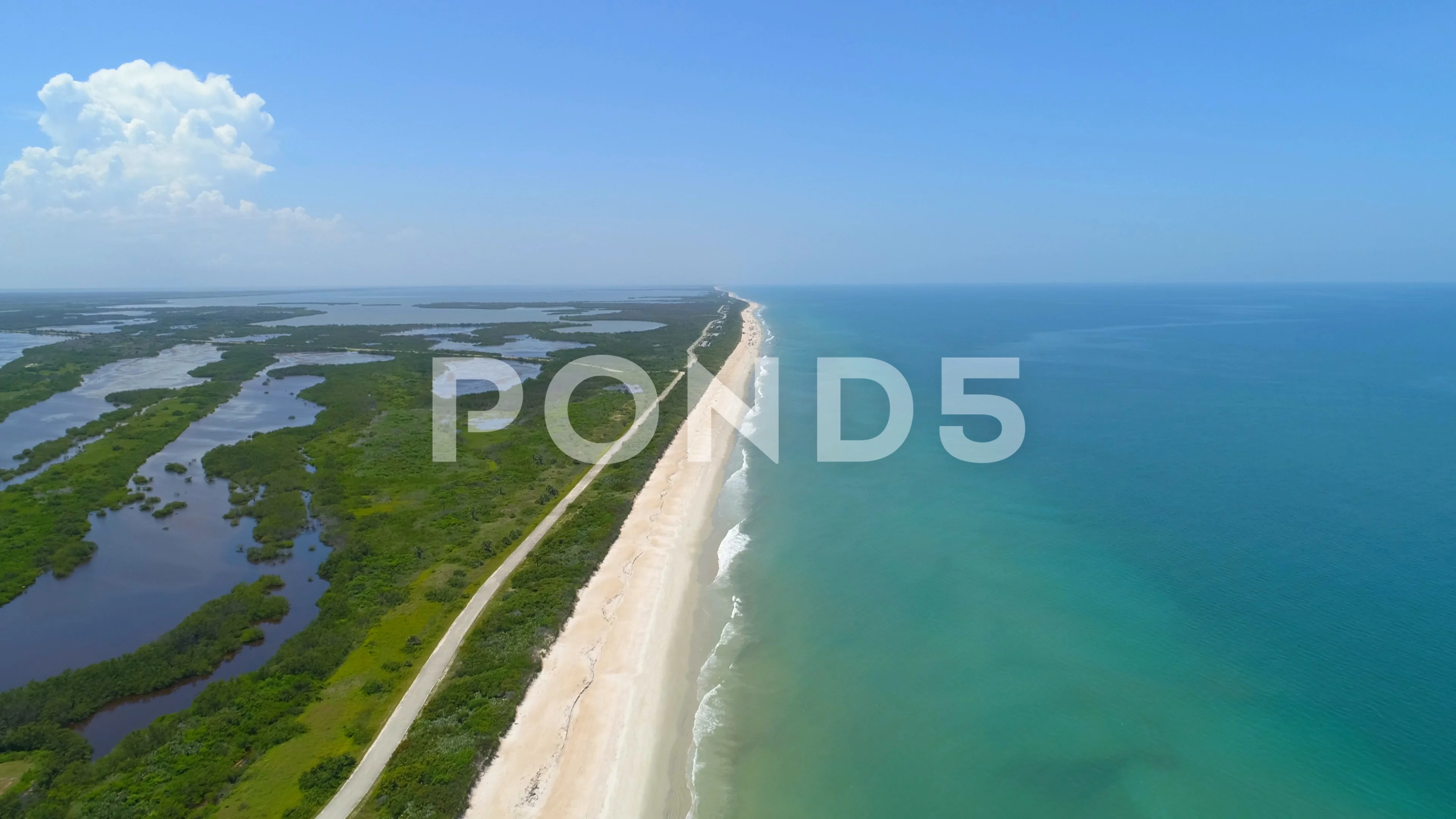 Aerial footage of Playalinda Beach Titusville Florida