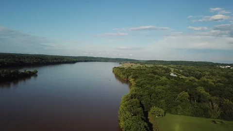 Aerial Footage of Potomac River at Summer Time Stock Footage