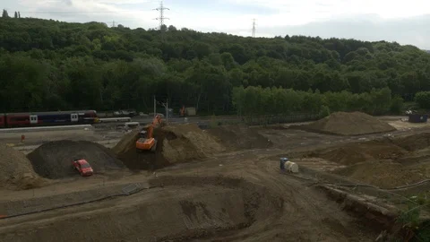 Aerial Footage of Rail Network Redevelopment Video stock 101558316