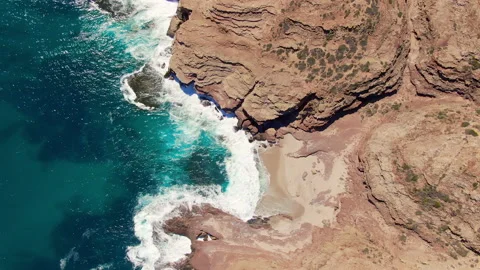 Aerial footage Red Bluff section of Kalbarri National Park. Western Australia. Видео 153193925