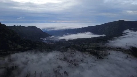 Aerial footage of rolling cloud at Mount Bromo Video stock 108815534