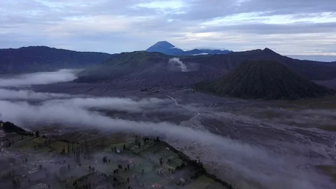 Aerial footage of rolling cloud at Mount Bromo Stock Footage 108815560