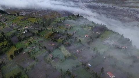 Aerial footage of rolling cloud at Mount Bromo Video stock 108815561