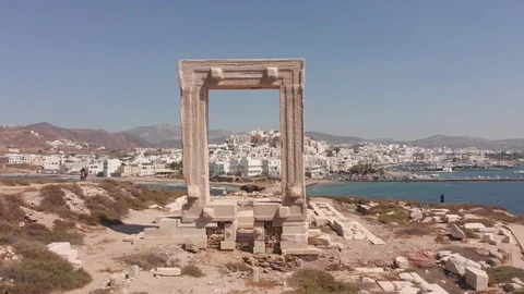Aerial Footage of Ruins in Naxos, Greece Stock Footage
