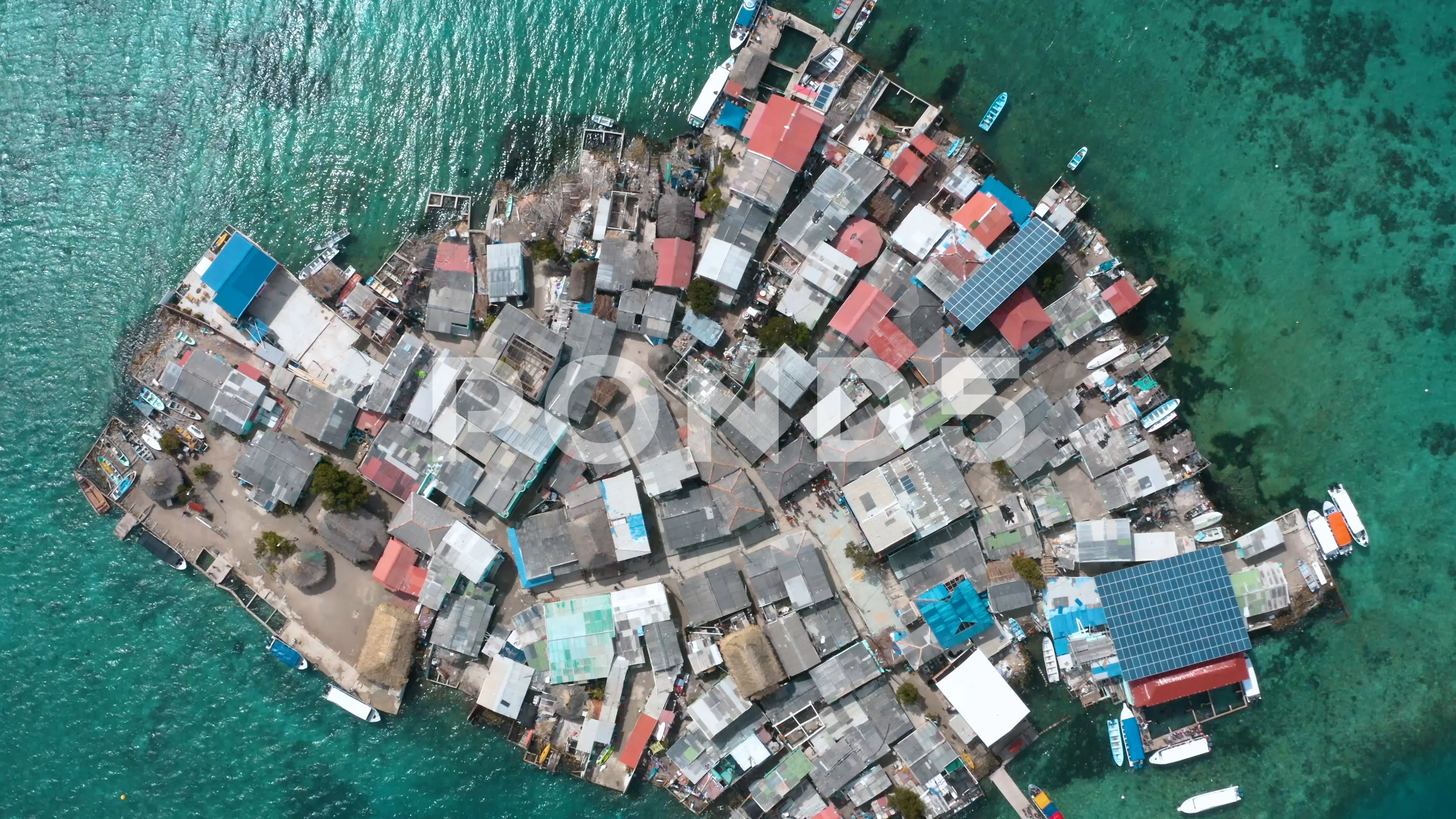 Aerial footage of Santa Cruz del islote the most populated island in the world