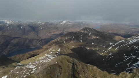 Aerial Footage Of Scottish Mountain Ridge Stock Footage
