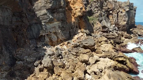 Aerial Footage of a Sea Stack Rock Formation Off the Portugal Coast Stock-Footage 345841097
