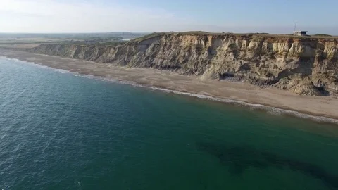 Aerial footage of the south coast of England near Bournemouth Stock Footage