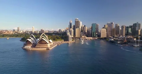 Aerial Footage of Sydney Opera House and Skyline in 4K Stock Footage
