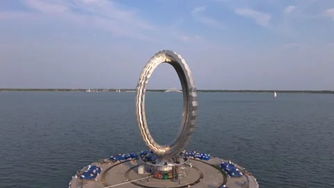 Aerial footage through a ring Stock Footage 310619032