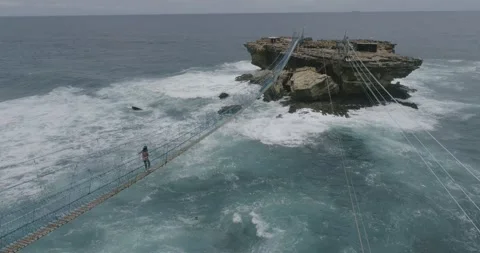 Aerial Footage of Timang Beach Capturing the Beauty of its Waves Stock Footage 237646266