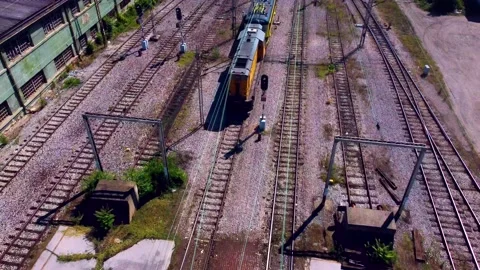 Aerial Footage Of Train In Motion Stock Footage 161026593