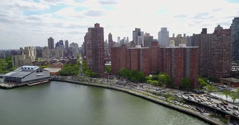 Aerial Footage of the Upper East Side, New York City Stock Footage