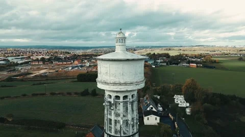 Aerial footage of the upper sections of Gawthorpe Water Tower from 库存影片 221475053