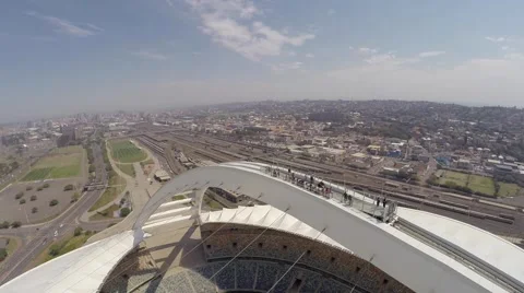 Aerial footage of viewing deck at Moses Mabhida Stadium Stock Footage 59894341