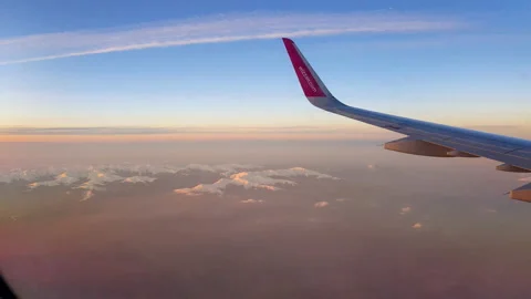 Aerial footage from the window on a Wizzair airplane . 15. 09. 2019, UK. Stock Footage