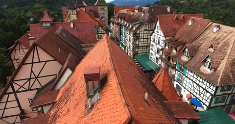 Aerial footages of Colmar Tropicale French Theme Resort, Bukit Tinggi Stock Footage