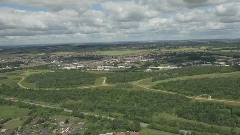 Aerial of a Forest in Doncaster, UK Stock Footage 79562991