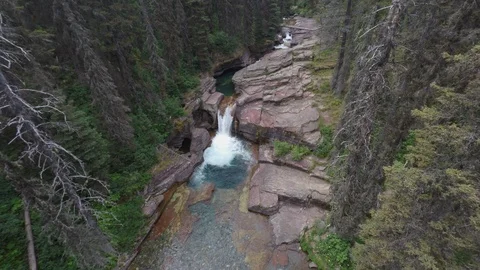 Aerial forest river waterfall Видео 108484655