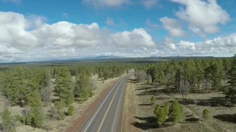 Aerial Forest Road Clouds Stock Footage 66483010
