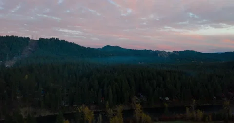 Aerial forest sunset time lapse Stock Footage 165254871