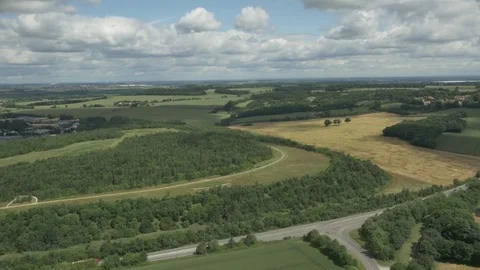 Aerial of Forests and Fields in Doncaster, UK Stock Footage 79562541