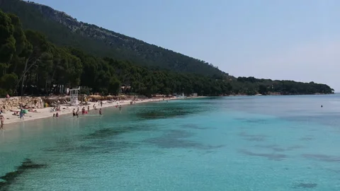 AERIAL Formentor Beach view during summer in Mallorca Stock Footage 130651105