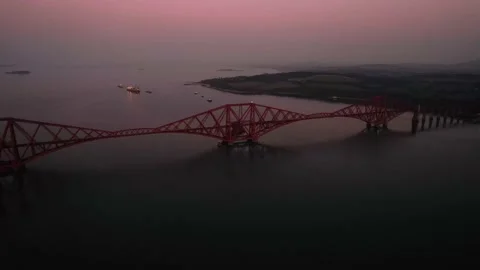 Aerial - Forth Rail Bridge in the Evening Light, Scotland 4k Stock Footage 172550220