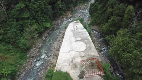 Aerial Forward Drone River Structure 4K Stock Footage 339199399