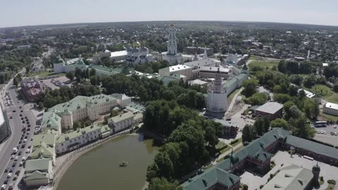 Aerial forward flight above cathedral and bell tower Stock-Footage 332018871