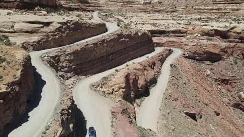 Aerial Forward Flight Moki Dugway Switchbacks Road Trip Utah 4K 60fps Stock Footage 333228279