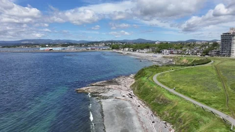 Aerial forward flight northwest bound along coastline of James Bay District Stock Footage 276334130