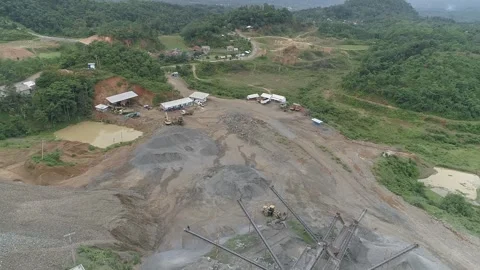 Aerial Forward Flyover Mining Quarry Site 4K Vídeos de archivo 338066923