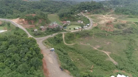 Aerial Forward Flyover Rural Landscape Infrastructure 4K Vídeos de archivo 338066907