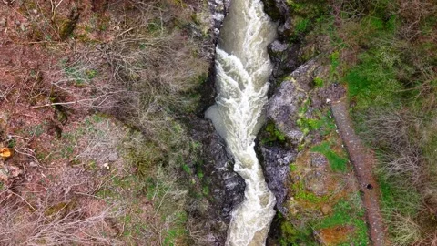 Aerial Forward Motion Against River Flow 4K Canyon Drone Shot Stock Footage 334429327