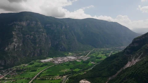 Aerial forward motion over Dolomite landscape in Austria Stock Footage 264075753