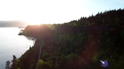 Aerial Forward push over farm land on the Columbia river gorge 2. Stock Footage 68770038