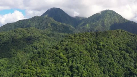 Aerial Forward Shot of Pitons du Carbet Volcano Peaks in Martinique Stock Footage 316424520