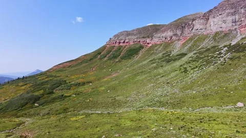 Aerial Forward Valley Flight Toward Mountain Peak at Little Molas Stock Footage 342612642