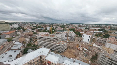 Aerial FPV drone flight over beautiful city, flying above historical streets Stock Footage 182073790