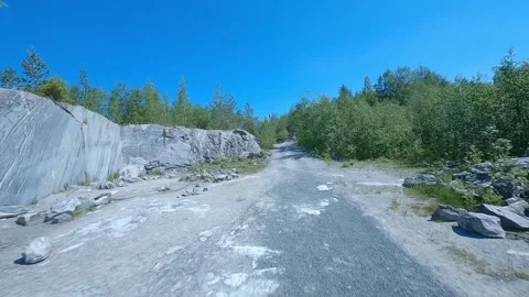 Aerial FPV drone view, in forest and stones Video stock 325773527