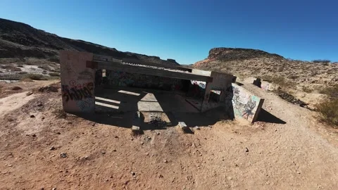 Aerial-FPV-Foundations remains of Babylon House-Virgin River gor Stock Footage 303928080
