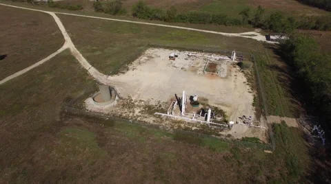 Aerial of Fracking Well - One Stock Footage 56437537