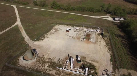 Aerial of Fracking Well - Three Video stock 56437447