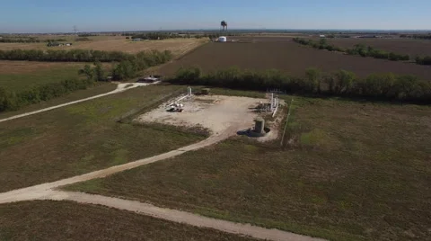 Aerial of Fracking Well - Two Stock Footage 56437471