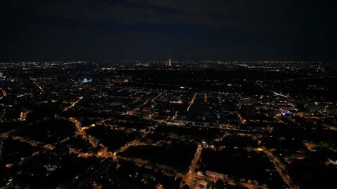 Aerial France Paris Financial District Night 30mm 4K Inspire 2 Prores Stock Footage