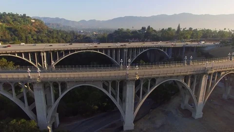 Aerial Freeway Bridge Stock Footage 71330652