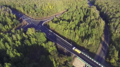 Aerial of freeway Stock Footage 42889175